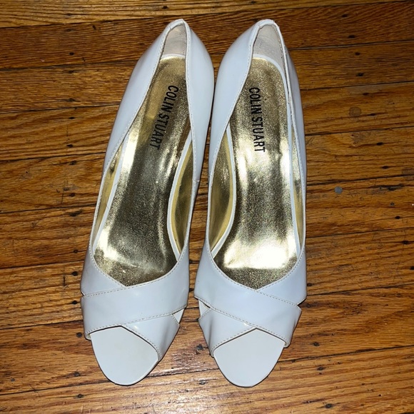 🌹Colin Stuart White Leather Wedge Shoes 🌹 - Picture 2 of 6